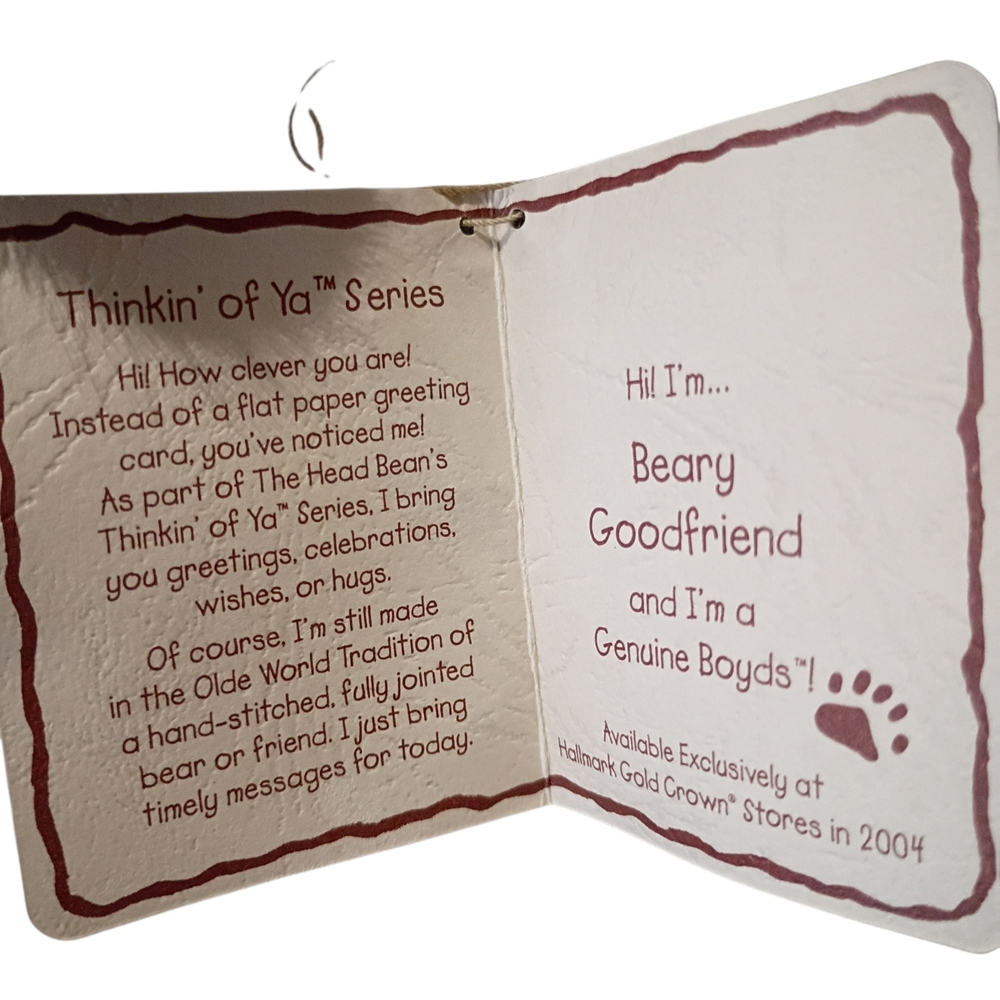 NWT Boyds Bear‎ Plush Head Bean Collection Beary Goodfriend Holly Pillow 8" 2004 - Picture 7 of 9